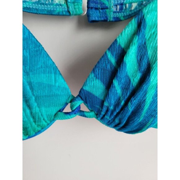 VTG Athena Blue Bikini Swimsuit Push Up Top High Cut Bottom Bathing Suit 8 - Picture 3 of 6
